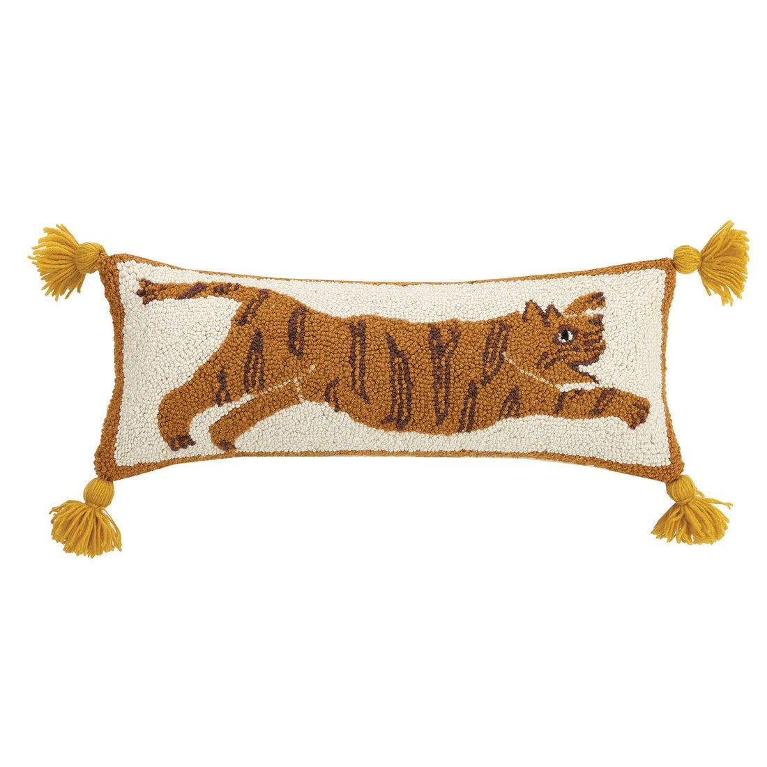 Peking Handicraft Tiger Rug Hook Pillow