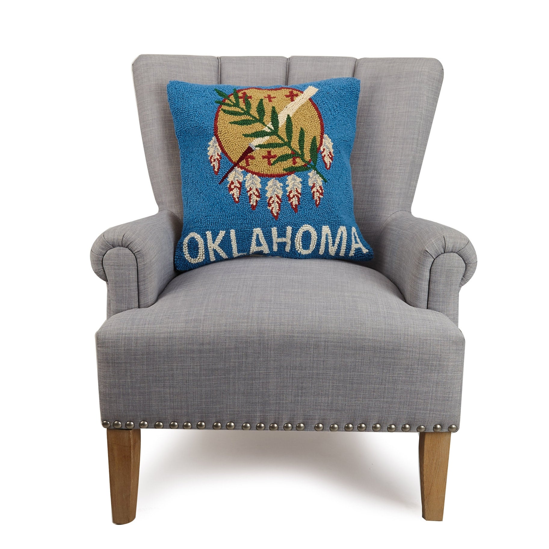Oklahoma Flag Rug Hook Pillow by Peking Handicraft | Made, Modern