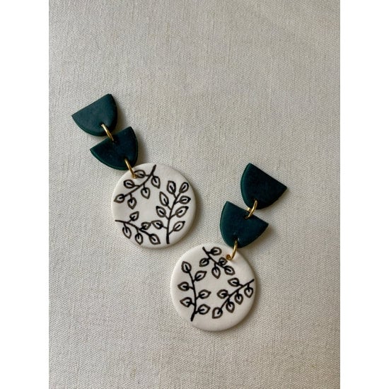 Green White Polymer Clay Earrings by Clay Co Made Modern