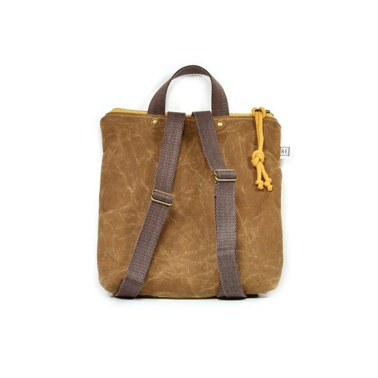 Waxed canvas backpack purse top