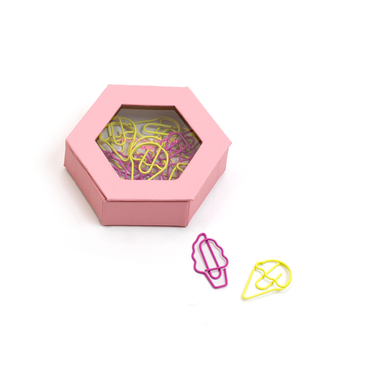Ice Cream Paperclips in Hexagon Box by Hadron Epoch Made, Modern Handmade
