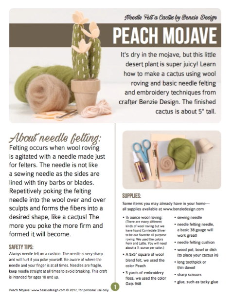 Needle Felting Kit, Peach Mojave – Benzie Design