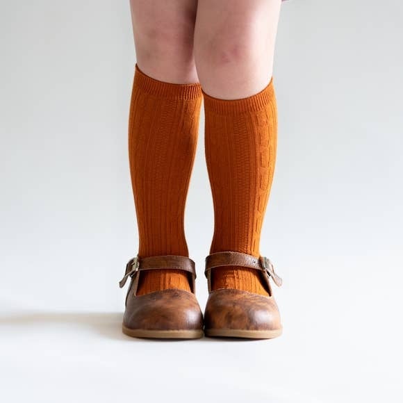 Pumpkin Spice Cable Knit Tights