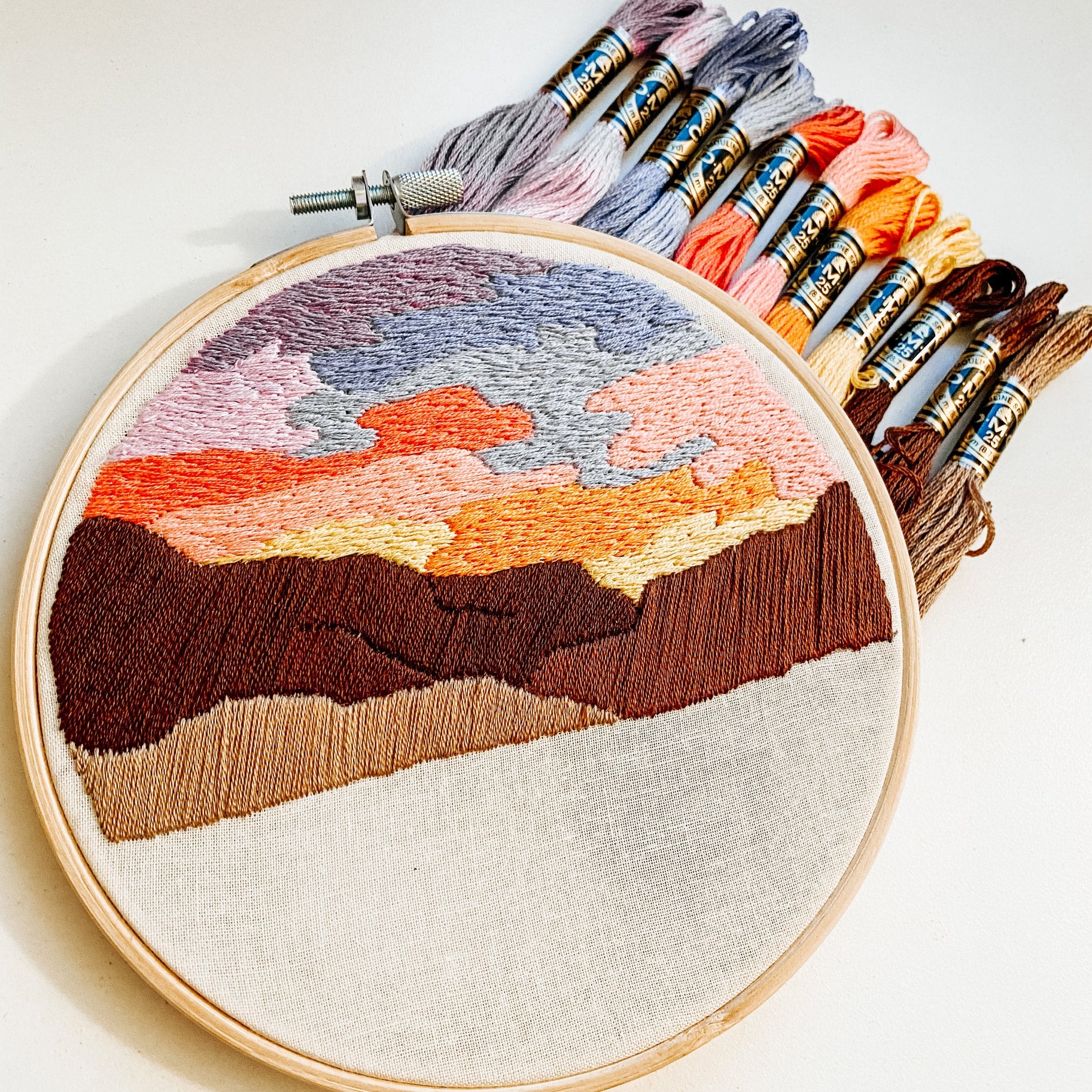 Desert Sunset Beginner Embroidery DIY Kit by Sunday Mornings Shop