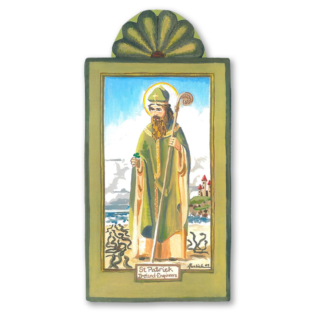 St. Patrick Patron Saint of Engineers and Ireland Retablo by Lynn Garlick Retablos Made